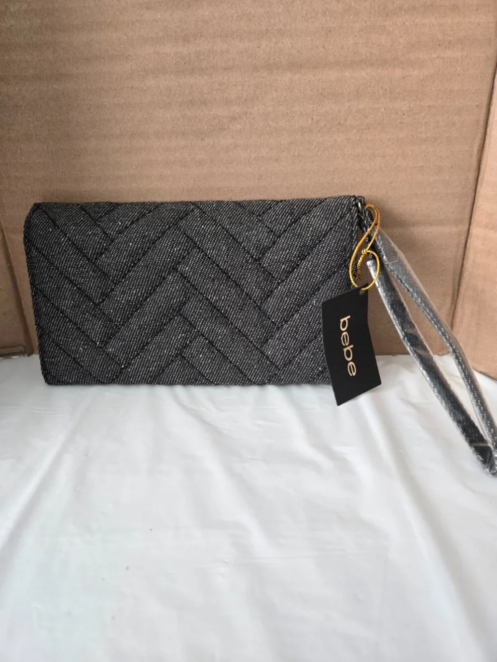 bebe Los Angeles Black Quilted Wallet Wristlet NWT Gold Hardware